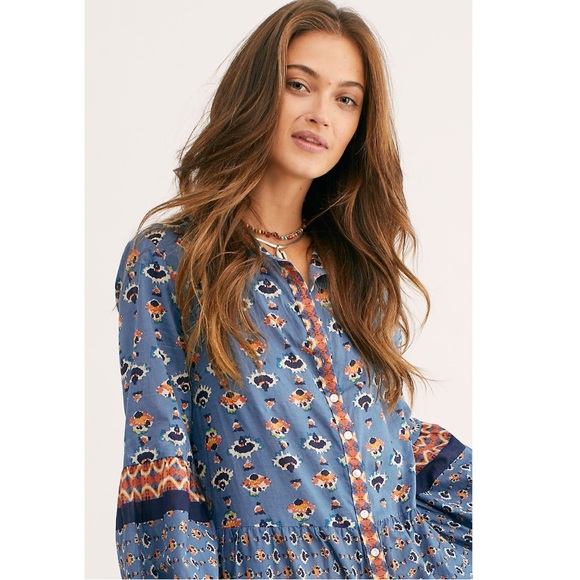 Free People Boho Printed Flowy Tiered Maxi Dress - Picture 3 of 7